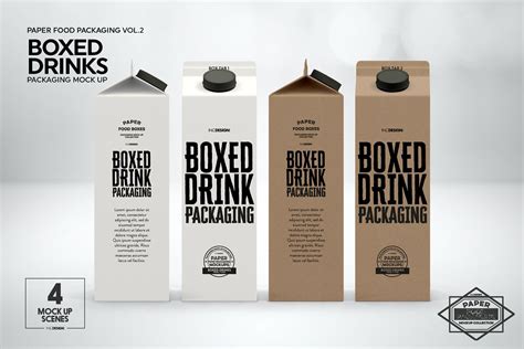 Download Paper Boxed Drink Packaging Mockups